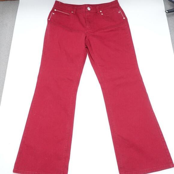 Gitano Jeans Women's‎ 16 Red Denim Cotton Stretch Relaxed Fit Straight Leg - Picture 1 of 7